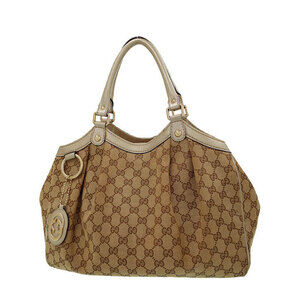Gucci Sukey Tote bag GG monogram canvas leather trim White